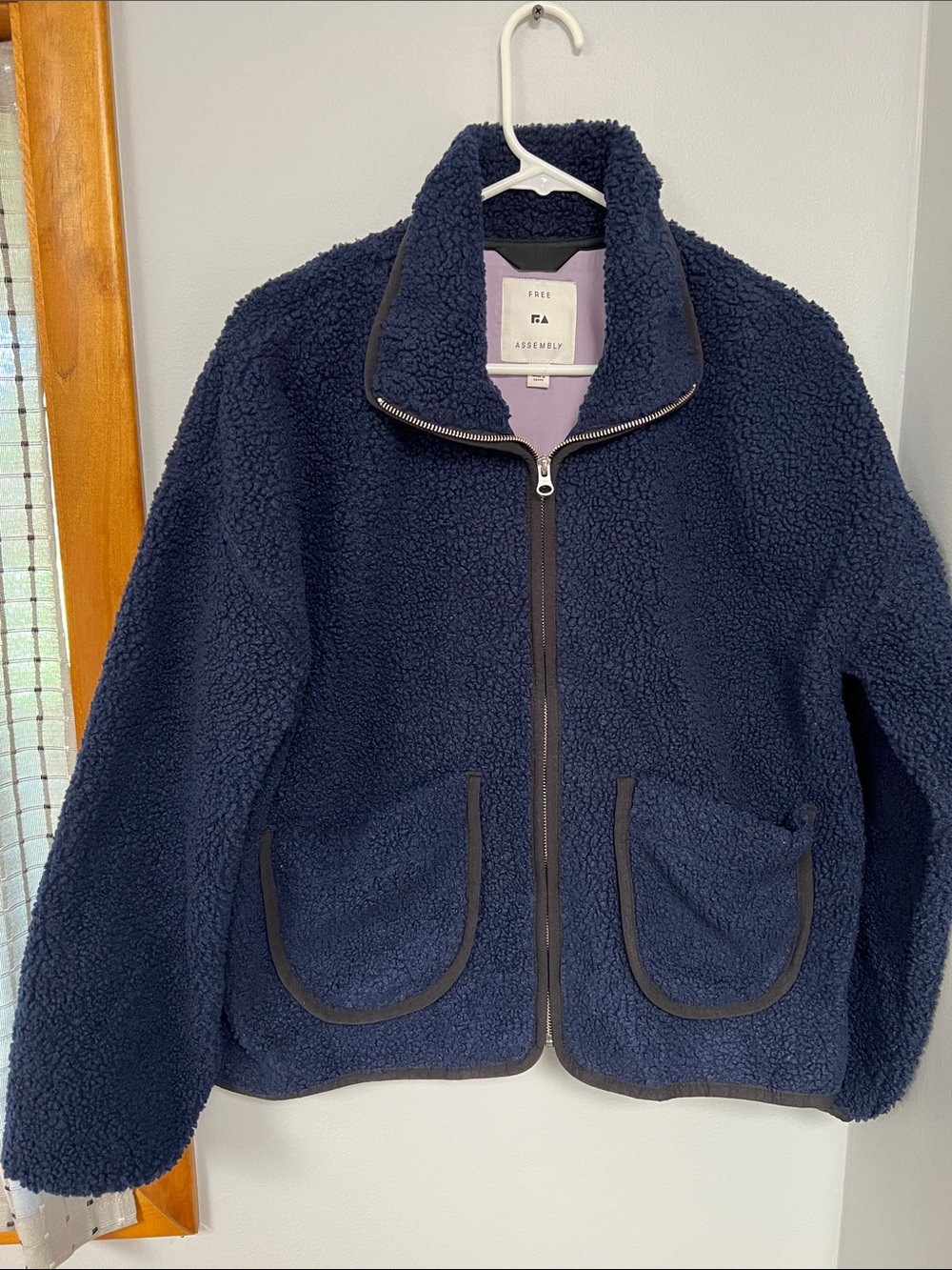 Navy Sherpa Zip Jacket